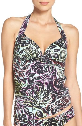 Women's Tommy Bahama Lively Leaves Shirred Halter Tankini Top