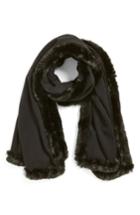 Women's Badgley Mischka Faux Fur Trim Wrap, Size - Black