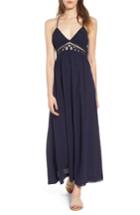 Women's Moon River Lace Inset Empire Waist Maxi Dress - Blue