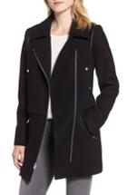 Women's Marc New York Melton Asymmetrical Zip Coat - Black