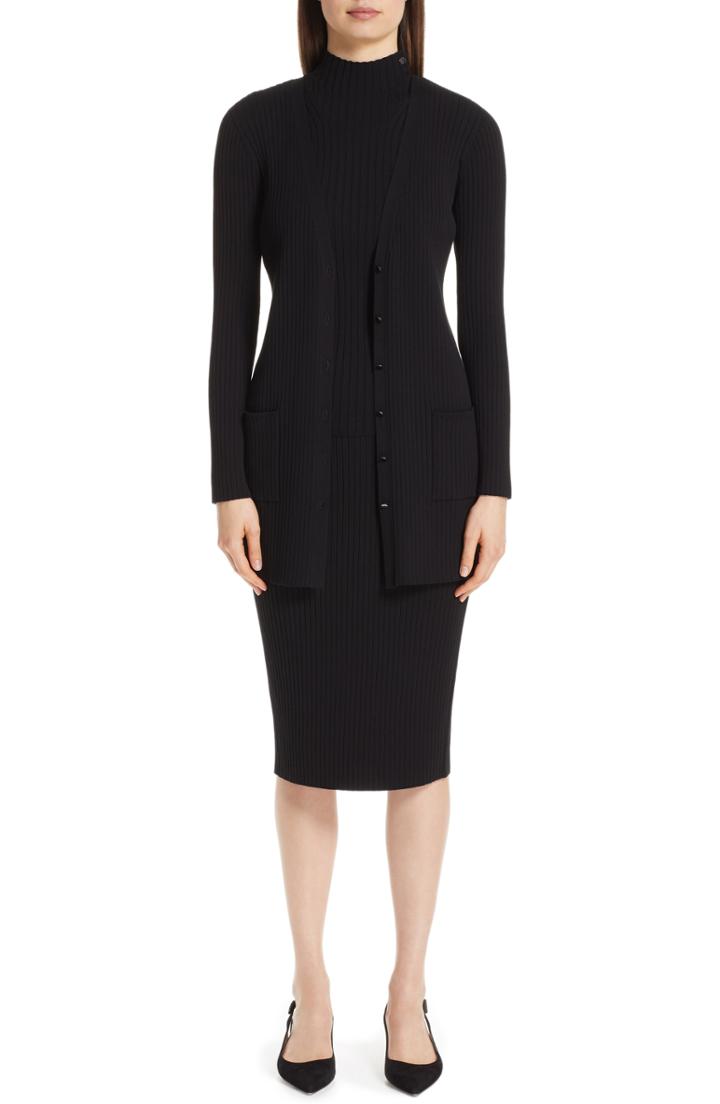 Women's St. John Collection Flat Rib Knit Skirt, Size - Black