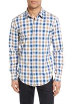 Men's Boss Robbie Sharp Fit Check Sport Shirt, Size - Blue