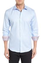 Men's Bugatchi Shaped Fit Textured Sport Shirt - Blue