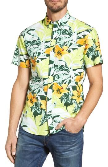Men's Bonobos Slim Fit Tropical Sport Shirt, Size R - White