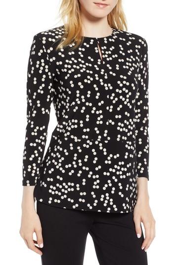 Women's Anne Klein Dot Print Tunic Top - Black