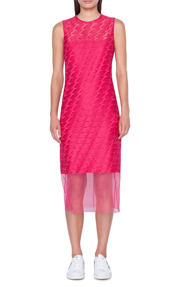 Women's Akris Lip Embroidered Tulle Overlay Dress