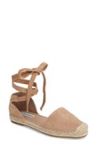 Women's Steve Madden Rosette Ankle Wrap Espadrille Flat .5 M - Brown