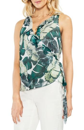Women's Vince Camuto Jungle Palm Wrap Front Top - White