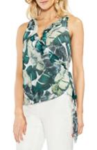 Women's Vince Camuto Jungle Palm Wrap Front Top - White