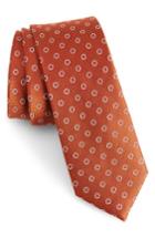 Men's The Tie Bar Junction Geo Silk Skinny Tie, Size - Orange