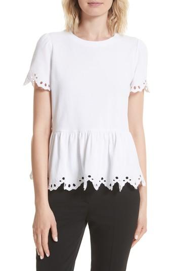 Women's Kate Spade New York Cutwork Peplum Tee, Size - White