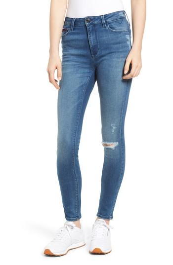 Women's Tommy Jeans Santana Ripped Skinny Jeans X 32 - Blue