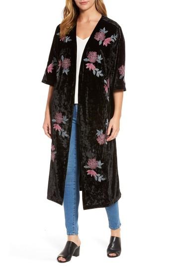 Women's Billy T Floral Velvet Long Jacket