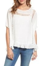 Women's Bobeau Ruffle Hem Gauze Poncho Top - Ivory