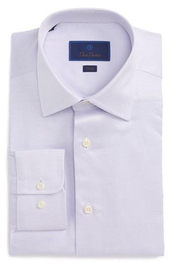 Men's David Donahue Trim Fit Microdot Dress Shirt 34/35 - Purple