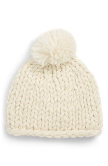 Women's Nirvanna Designs Chunky Knit Pompom Beanie - White