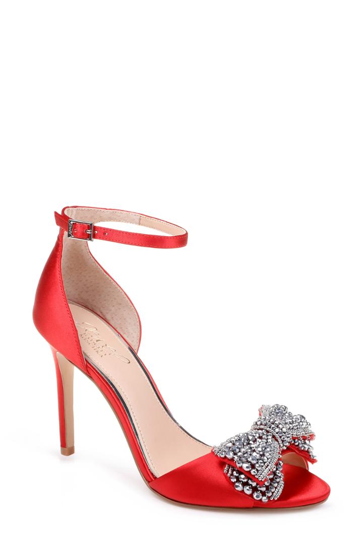 Women's Jewel Badgley Mischka Zelina Bow Sandal .5 M - Red