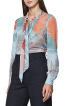 Women's Reiss Asta Tie Neck Blouse Us / 4 Uk - Blue
