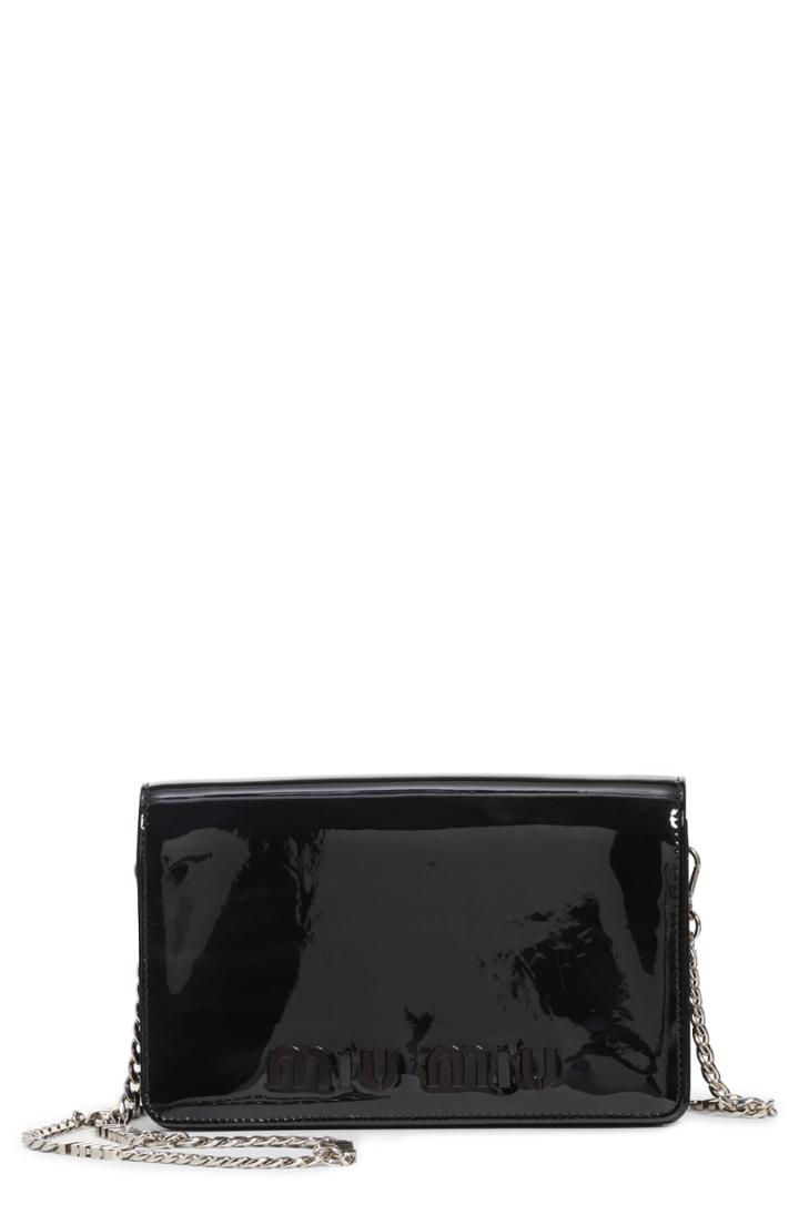 Miu Miu Vernice Patent Leather Crossbody Bag - Black