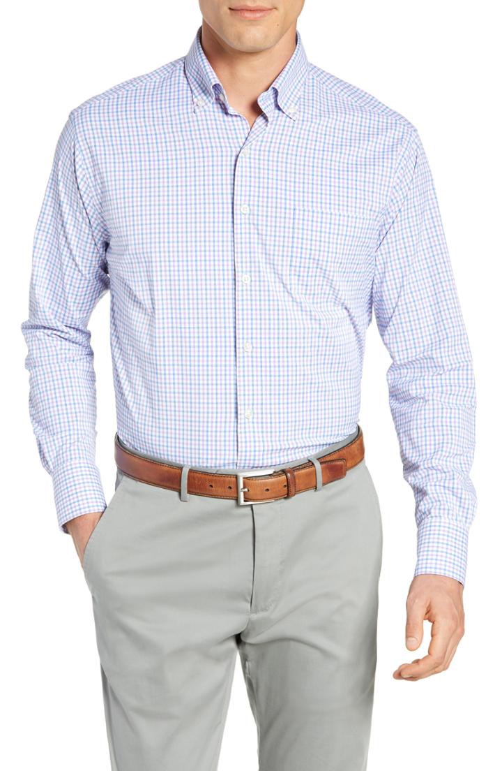 Men's Peter Millar Iberian Classic Fit Plaid Sport Shirt - Blue