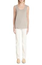 Women's Lafayette 148 New York Sheer Trim Matte Crepe Tank - Brown