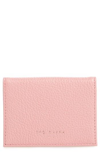 Women's Ted Baker London Braylon Pebbled Leather Card Case - Pink