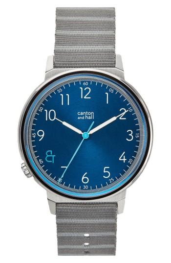 Men's Canton And Hall Davis Slim Nylon Strap Watch, 44mm