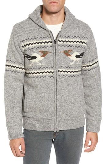 Men's Schott Nyc Road Runner Wool Blend Cardigan, Size - Grey