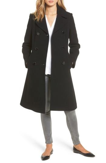 Women's Kate Spade New York Twill Fit & Flare Coat - Black