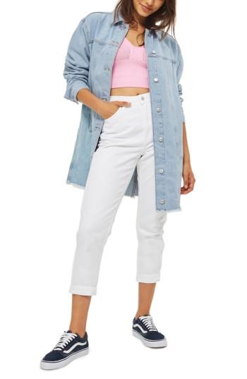 Women's Topshop Oversize Denim Shirtdress Us (fits Like 0-2) - Blue