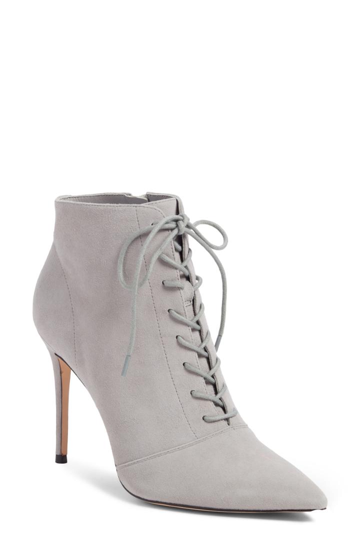 Women's Something Navy Orchid Leather Bootie .5 M - Grey