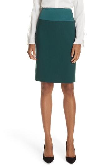 Women's Boss Vanufa Stretch Wool Suit Skirt R - Green