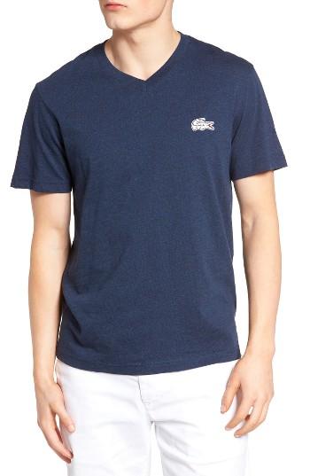 Men's Lacoste Solid V-neck T-shirt (4xl) - Blue