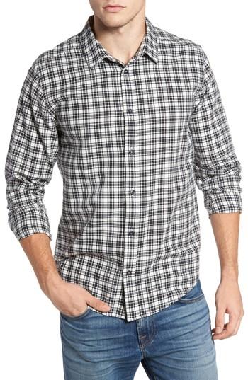 Men's Rvca Hayes Plaid Flannel Sport Shirt, Size - White