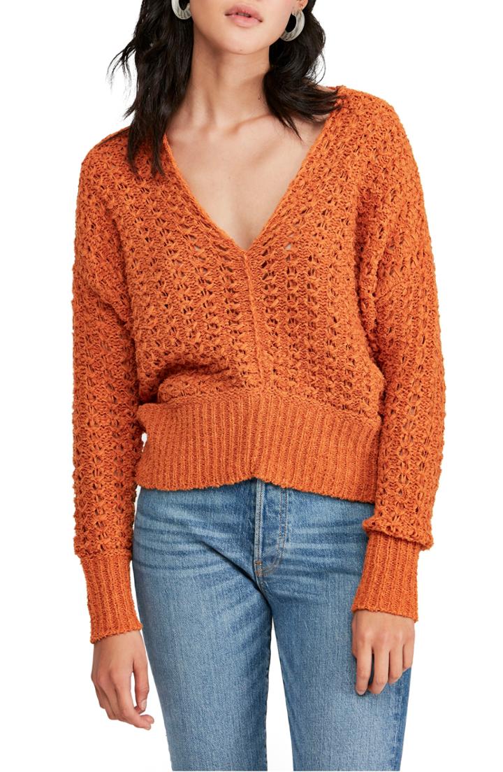 Women's Free People V-neck Sweater - Orange