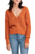 Women's Free People V-neck Sweater - Orange