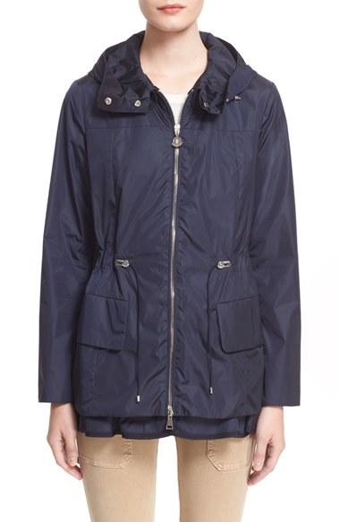 Women's Moncler 'limbert' Water Resistant Peplum Hem Hooded Rain Jacket