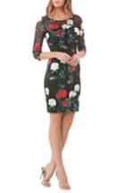 Women's Carmen Marc Valvo Infusion Embroidered Floral Sheath Dress - Black