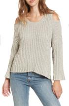 Women's Moon River Fuzzy Knit Cold Shoulder Sweater - Grey