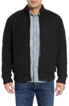 Men's Schott Nyc Zip Front Faux Sherpa Lined Sweater Jacket - Black
