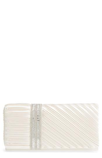 Nina Daylie Pleated Satin Clutch - Ivory