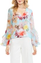 Women's Vince Camuto Faded Bloom Ruffle Sleeve Blouse, Size - Blue