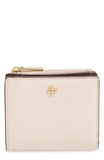 Women's Tory Burch Mini Robinson Wallet Patent Leather Bifold Wallet - Metallic
