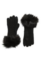 Women's Cc Faux Fur Trim Knit Tech Gloves