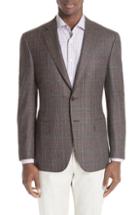 Men's Canali Classic Fit Plaid Wool Sport Coat Us / 52 Eu R - Brown