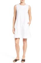 Women's Eileen Fisher Stretch Organic Cotton Shift Dress, Size - White