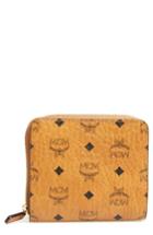 Women's Mcm Visetos Zip Around Coated Canvas Wallet - Brown