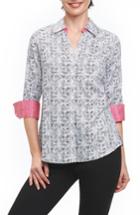 Women's Foxcroft Mary Circle Tile Wrinkle Free Shirt - White