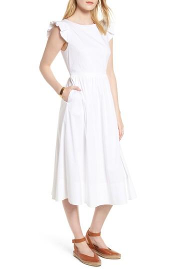 Women's 1901 Ruffle Fit & Flare Midi Dress - White