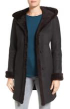 Women's Blue Duck Fitted Genuine Shearling Coat - Brown